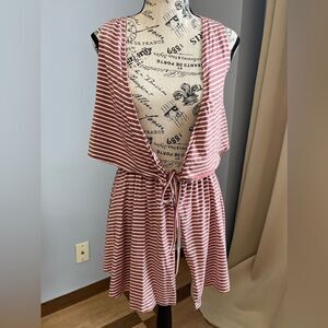 NWT Lovers + Friends Coco Red Striped Wrap Dress Draped Overlay Size S